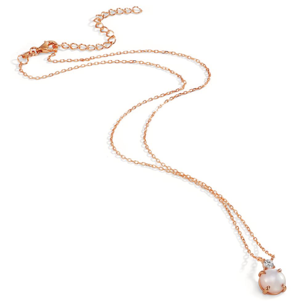 Collier Silver Zirkoniumoxid ros guldpläterad pärlemor 40-45 cm
