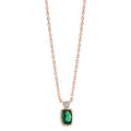 Collier Silver Zirkoniumoxid grön, Zirkoniumoxid vit ros guldpläterad 40-45 cm