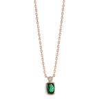Collier Silver Zirkoniumoxid grön, Zirkoniumoxid vit ros guldpläterad 40-45 cm