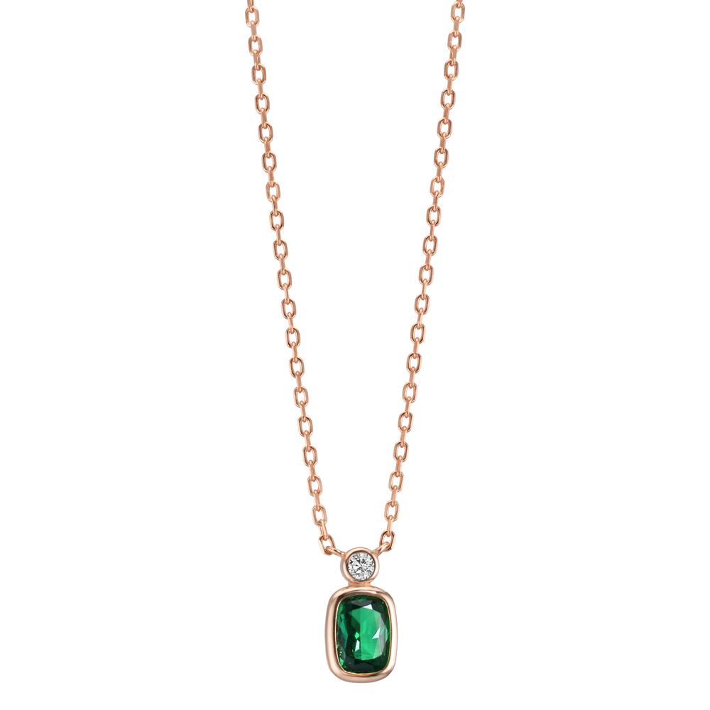 Collier Silver Zirkoniumoxid grön, Zirkoniumoxid vit ros guldpläterad 40-45 cm