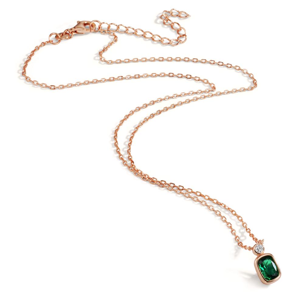 Collier Silver Zirkoniumoxid grön, Zirkoniumoxid vit ros guldpläterad 40-45 cm