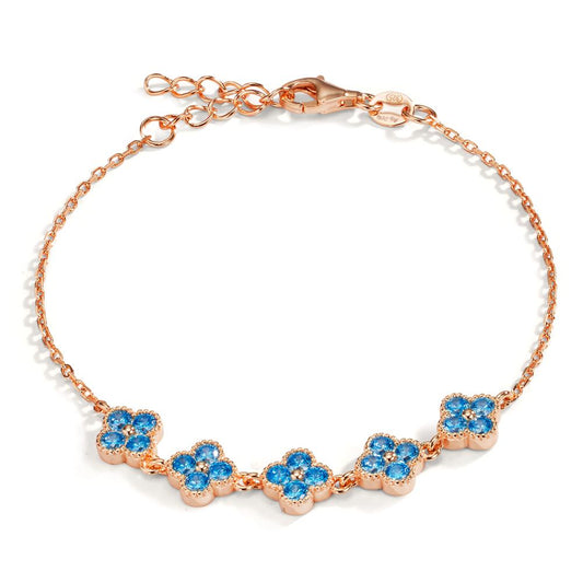 Armband Silver Zirkoniumoxid ljusblå, 20 stenar ros guldpläterad blomma 16-19 cm