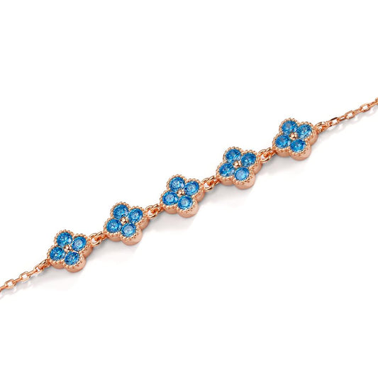 Armband Silver Zirkoniumoxid ljusblå, 20 stenar ros guldpläterad blomma 16-19 cm