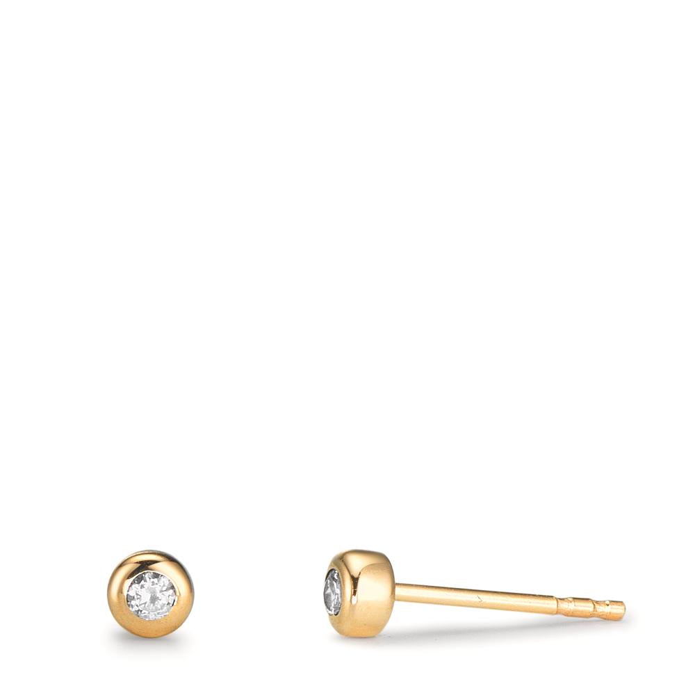 Örhängen med knoppar 375/9 K gult guld [Zirkonia] 2 stenar Ø3.5 mm