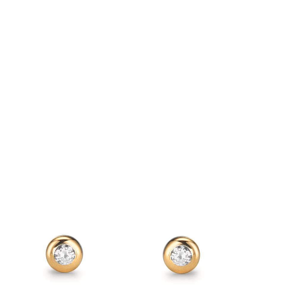 Örhängen med knoppar 375/9 K gult guld Zirkoniumoxid 2 stenar Ø3.5 mm