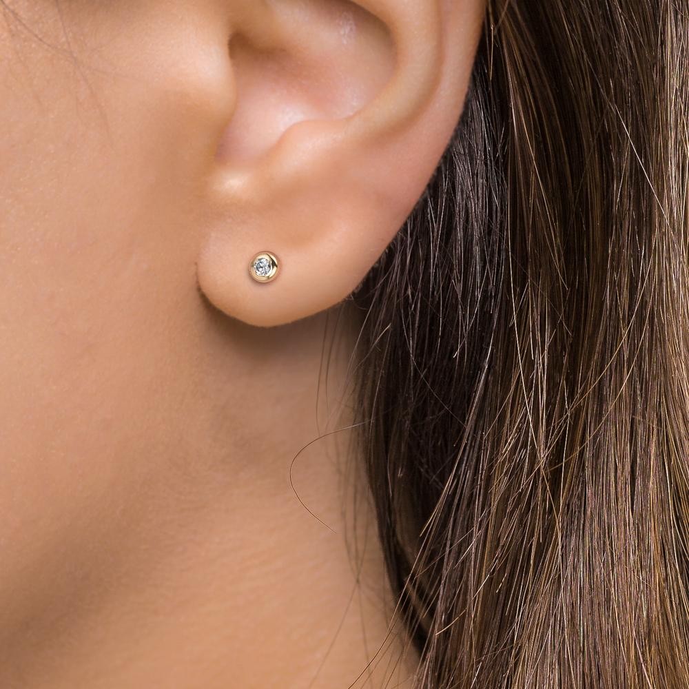 Örhängen med knoppar 375/9 K gult guld [Zirkonia] 2 stenar Ø3.5 mm