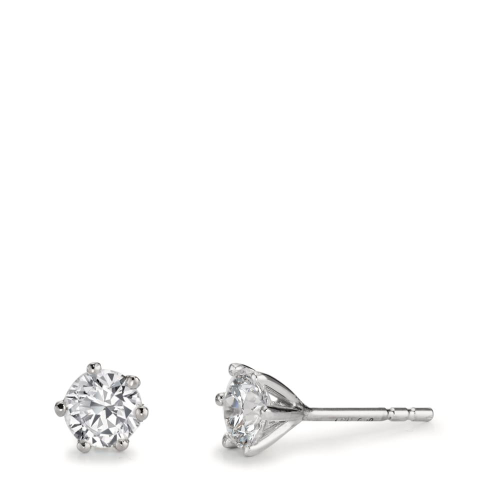 Örhängen med knoppar 750/18 K vitguld Diamant odlad i labb 1 ct, 2 stenar, w-si Ø5.5 mm
