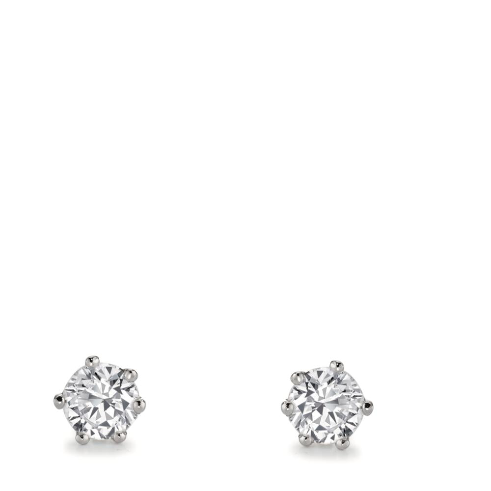 Örhängen med knoppar 750/18 K vitguld Diamant odlad i labb 1 ct, 2 stenar, w-si Ø5.5 mm