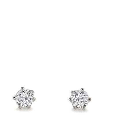 Örhängen med knoppar 750/18 K vitguld Diamant odlad i labb 1 ct, 2 stenar, w-si Ø5.5 mm