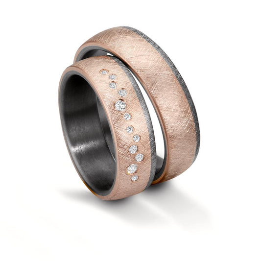 Partnerring 999 Tantal, 585/14 K roséguld diamant 0.105 ct, 12 stenar, w-si