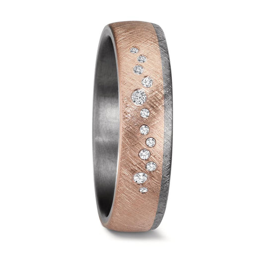 Partnerring 999 Tantal, 585/14 K roséguld diamant 0.105 ct, 12 stenar, w-si
