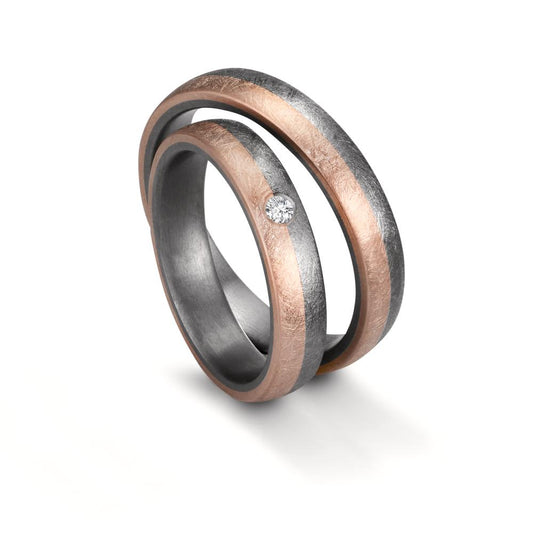 Partnerring 999 Tantal, 585/14 K roséguld diamant 0.04 ct, w-si