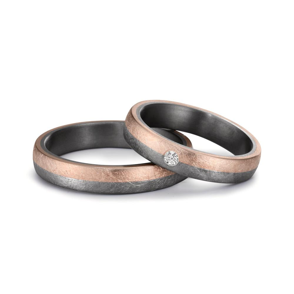 Partnerring 999 Tantal, 585/14 K roséguld diamant 0.04 ct, w-si
