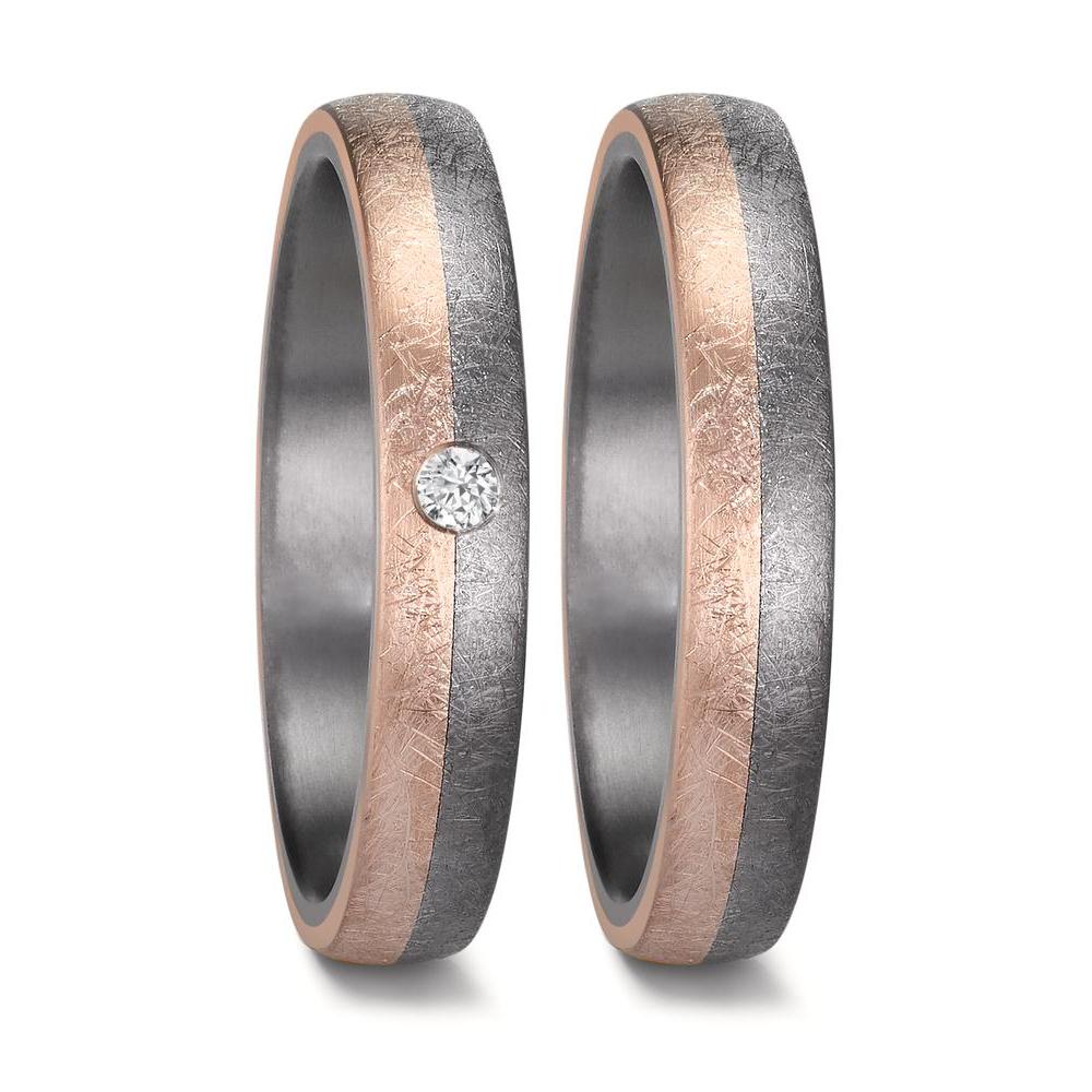 Partnerring 999 Tantal, 585/14 K roséguld diamant 0.04 ct, w-si