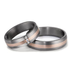 Partnerring 999 Tantal, 585/14 K roséguld diamant 0.045 ct, 3 stenar, w-si