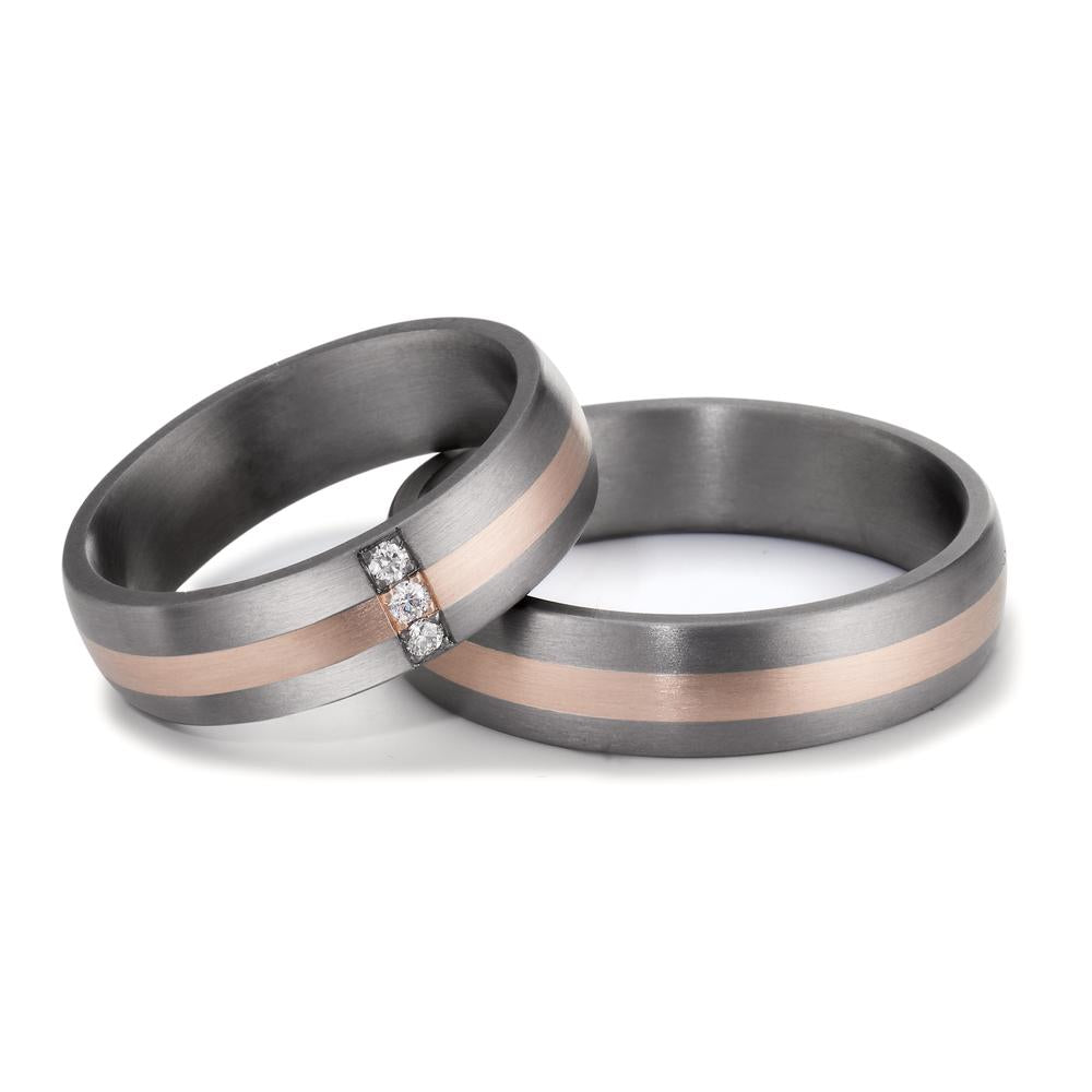 Partnerring 999 Tantal, 585/14 K roséguld diamant 0.045 ct, 3 stenar, w-si
