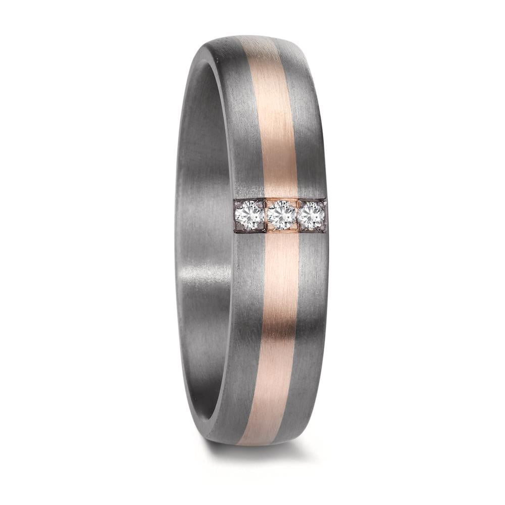 Partnerring 999 Tantal, 585/14 K roséguld diamant 0.045 ct, 3 stenar, w-si