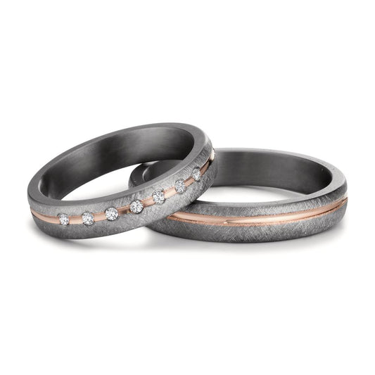 Partnerring 999 Tantal, 585/14 K roséguld diamant 0.07 ct, 7 stenar, w-si