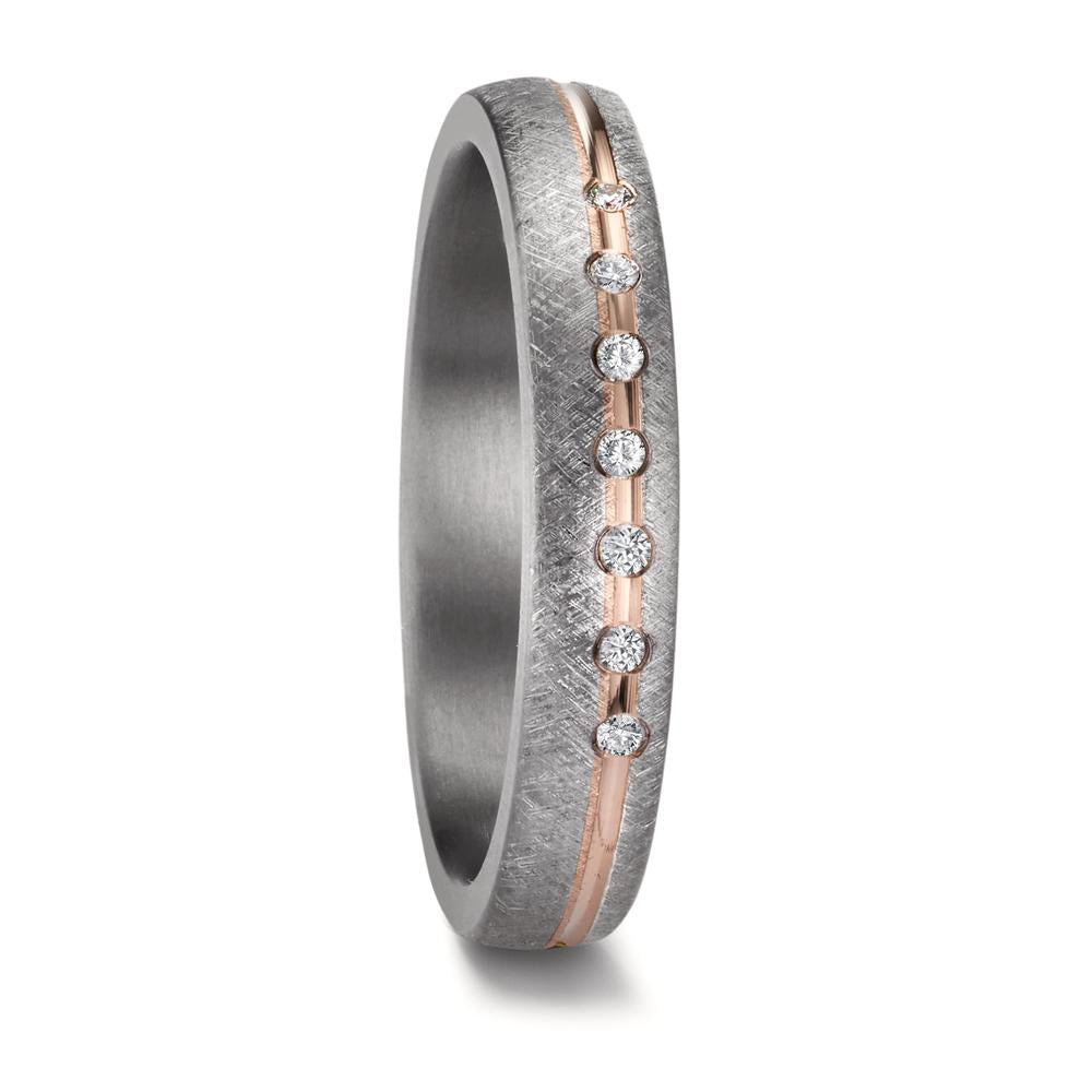Partnerring 999 Tantal, 585/14 K roséguld diamant 0.07 ct, 7 stenar, w-si
