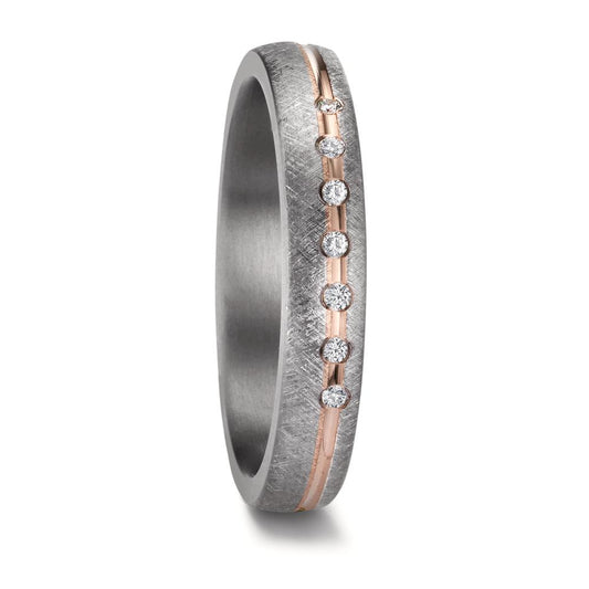 Partnerring 999 Tantal, 585/14 K roséguld diamant 0.07 ct, 7 stenar, w-si