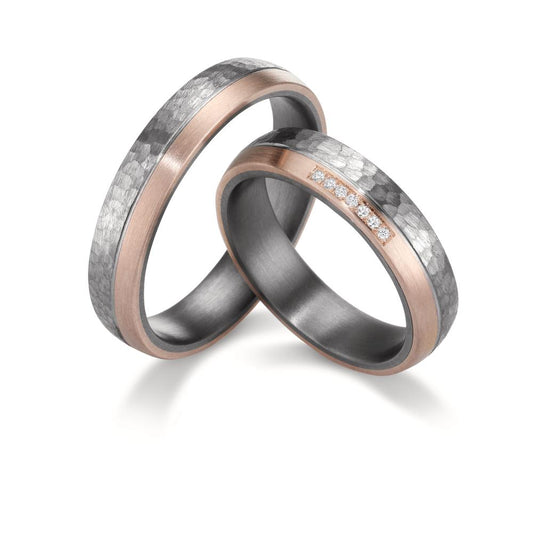 Partnerring 999 Tantal, 585/14 K roséguld diamant 0.025 ct, 7 stenar, w-si