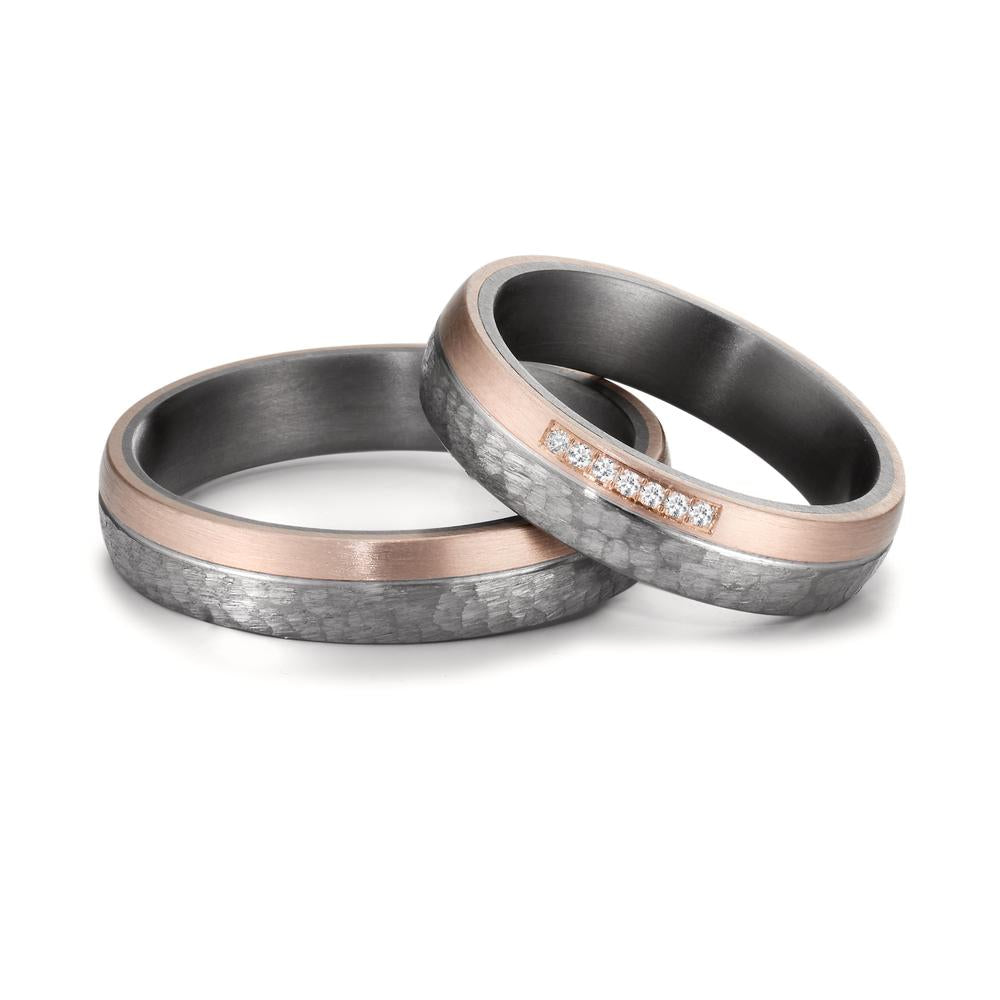 Partnerring 999 Tantal, 585/14 K roséguld diamant 0.025 ct, 7 stenar, w-si