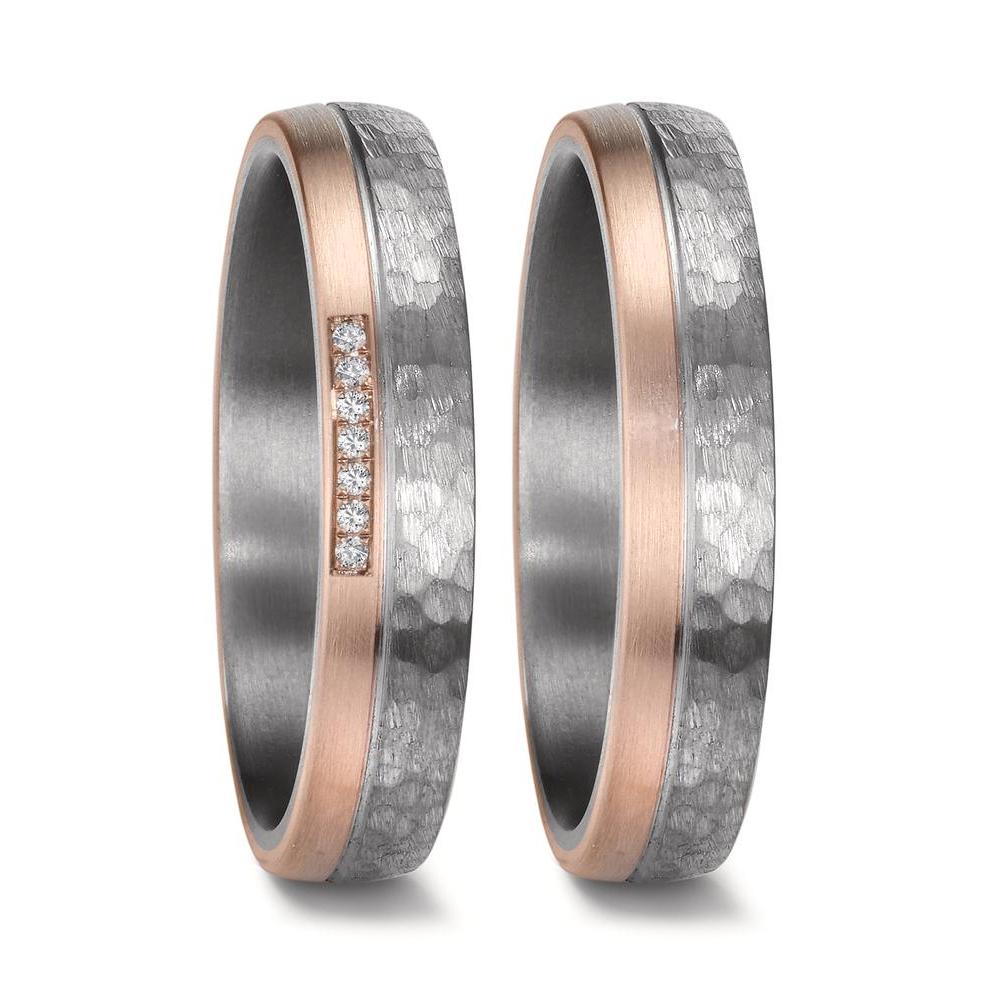 Partnerring 999 Tantal, 585/14 K roséguld diamant 0.025 ct, 7 stenar, w-si