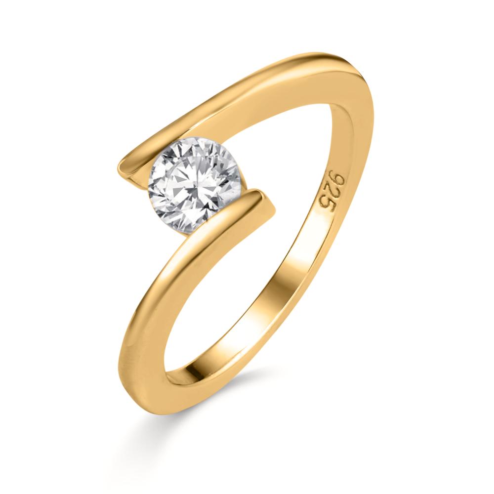 Finger ring Silver Zirkoniumoxid gul guldpläterad