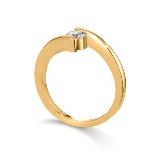 Finger ring Silver Zirkoniumoxid gul guldpläterad