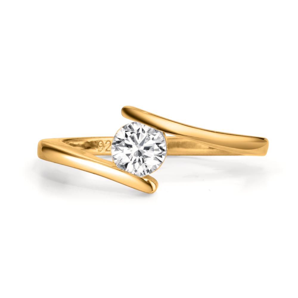 Finger ring Silver Zirkoniumoxid gul guldpläterad
