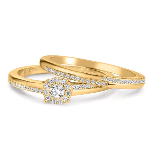 Finger ring Silver Zirkoniumoxid guldpläterad