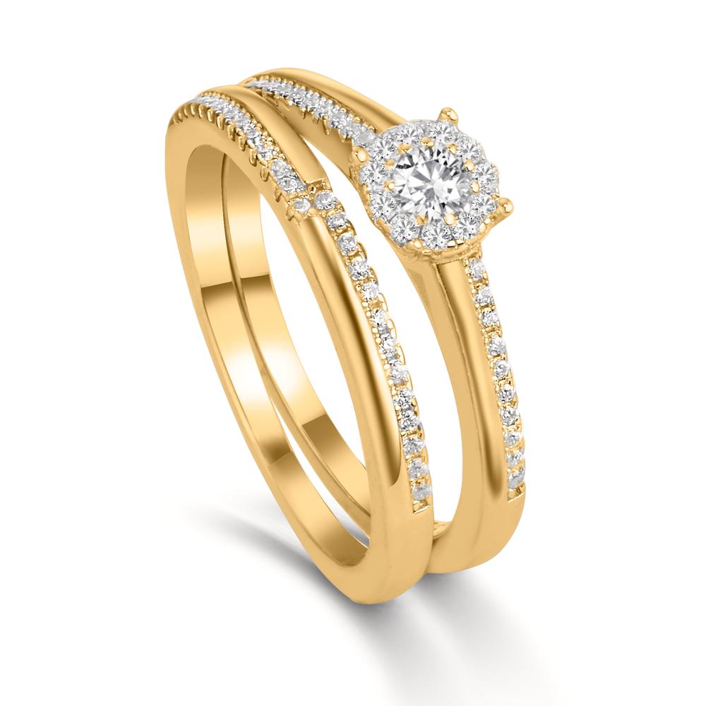 Finger ring Silver Zirkoniumoxid guldpläterad