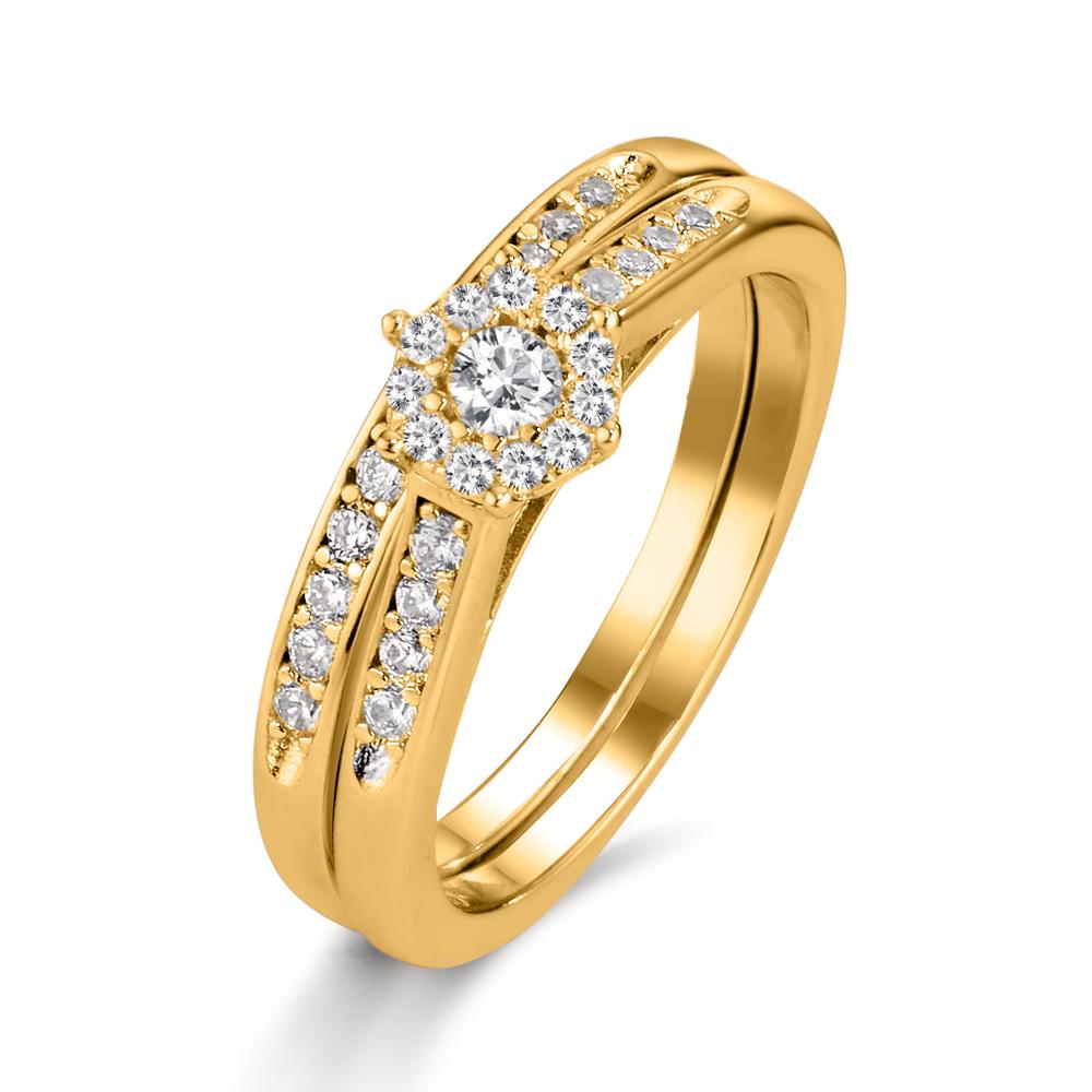 Finger ring Silver Zirkoniumoxid guldpläterad