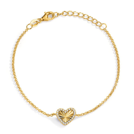 Armband Silver Zirkoniumoxid gul guldpläterad Hjärta 16-19 cm