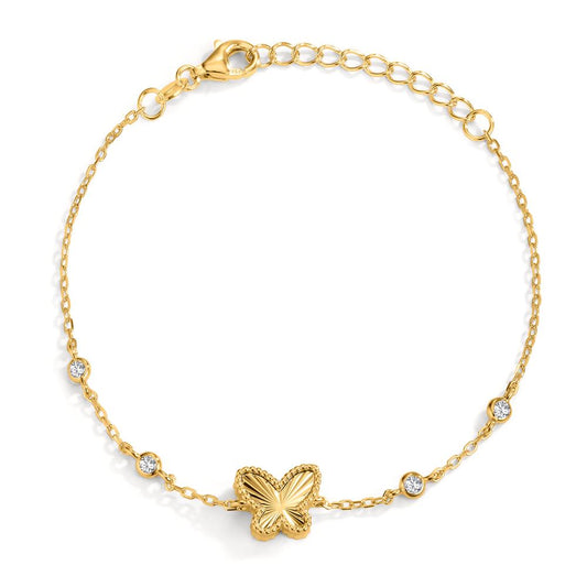 Armband Silver Zirkoniumoxid guldpläterad fjäril 16-19 cm
