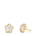 Örhängen med knoppar Silver Zirkoniumoxid gul guldpläterad pärlemor blomma Ø10 mm