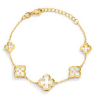 Armband Silver gul guldpläterad pärlemor blomma