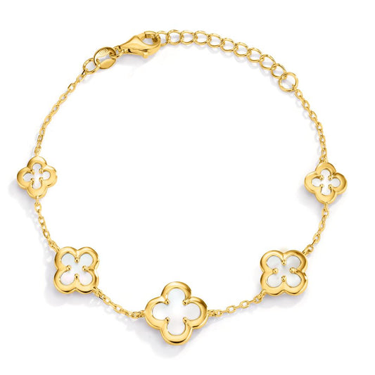 Armband Silver gul guldpläterad pärlemor blomma 16-19 cm
