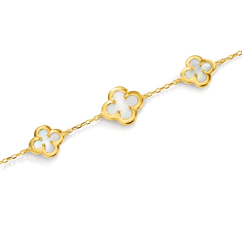 Armband Silver gul guldpläterad pärlemor blomma