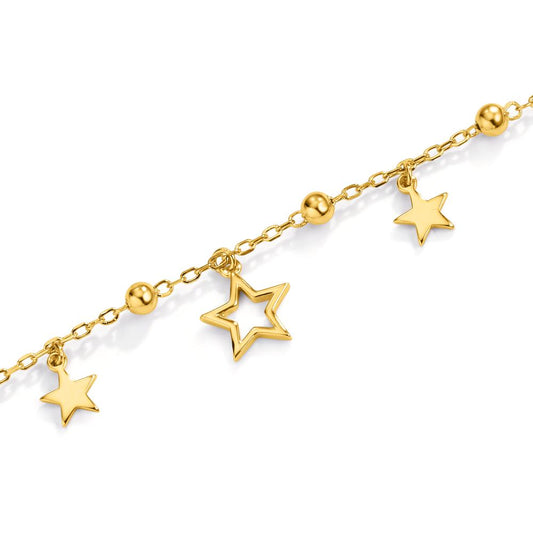 Armband Silver Zirkoniumoxid gul guldpläterad stjärna 16-19 cm