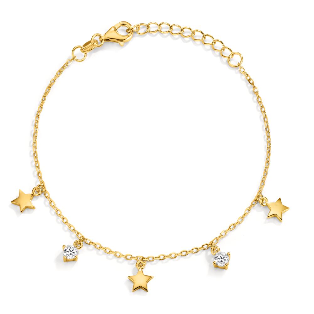 Armband Silver Zirkoniumoxid 2 stenar gul guldpläterad stjärna