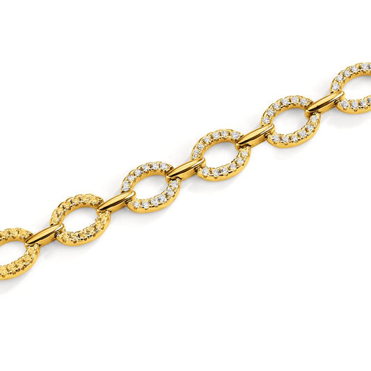 Armband Silver Zirkoniumoxid gul guldpläterad 16-19 cm