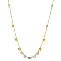 Collier 750/18 K gult guld Citrin 0.20 ct, 2 stenar, ametist grön, 0.30 ct, 4 stenar, Peridot 0.13 ct, 2 stenar, topas 0.43 ct, 3 stenar, kvarts 0.12 ct, 2 stenar 40-45 cm