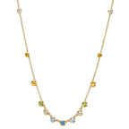 Collier 750/18 K gult guld Citrin 0.20 ct, 2 stenar, ametist grön, 0.30 ct, 4 stenar, Peridot 0.13 ct, 2 stenar, topas 0.43 ct, 3 stenar, kvarts 0.12 ct, 2 stenar 40-45 cm