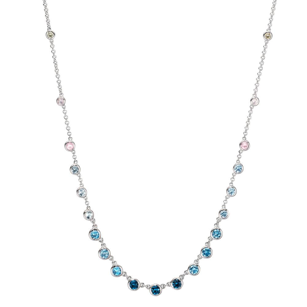 Collier 750/18 K vitguld topas 1.31 ct, 12 stenar, London Blå Topas 0.41 ct, 3 stenar, kvarts 0.06 ct, 2 stenar, Rosenkvarts 0.19 ct, 4 stenar 40-45 cm