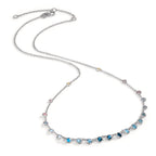 Collier 750/18 K vitguld topas 1.31 ct, 12 stenar, London Blå Topas 0.41 ct, 3 stenar, kvarts 0.06 ct, 2 stenar, Rosenkvarts 0.19 ct, 4 stenar 40-45 cm