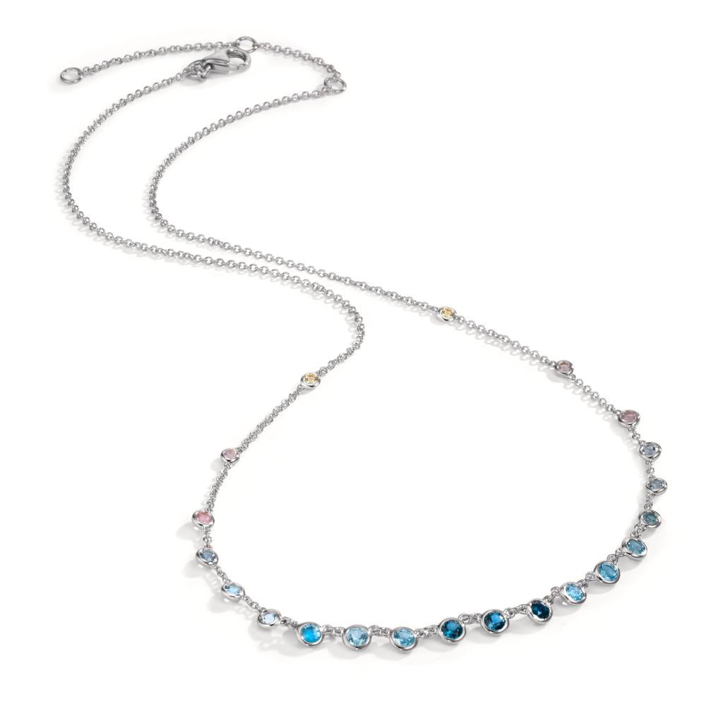 Collier 750/18 K vitguld topas 1.31 ct, 12 stenar, London Blå Topas 0.41 ct, 3 stenar, kvarts 0.06 ct, 2 stenar, Rosenkvarts 0.19 ct, 4 stenar 40-45 cm