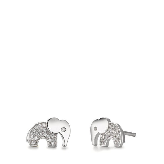 Örhängen med knoppar Silver Zirkoniumoxid rodiumpläterad elefant