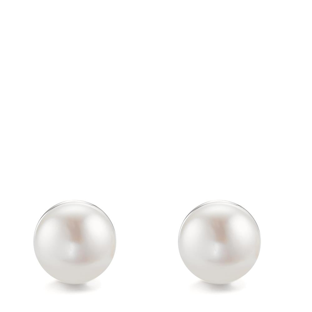 Örhängen med knoppar Silver rodiumpläterad Sötvattensodlad pärla, 2 Pärlor, 11 mm Ø11 mm