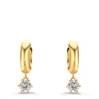 Hopfällbara örhängen Silver Zirkoniumoxid 2 stenar, 5 mm gul guldpläterad